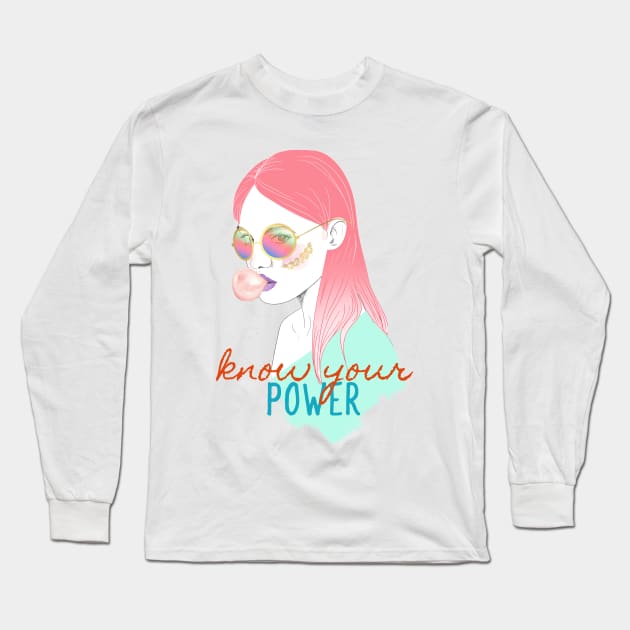 Know Your Power Girl Long Sleeve T-Shirt by John Byrne